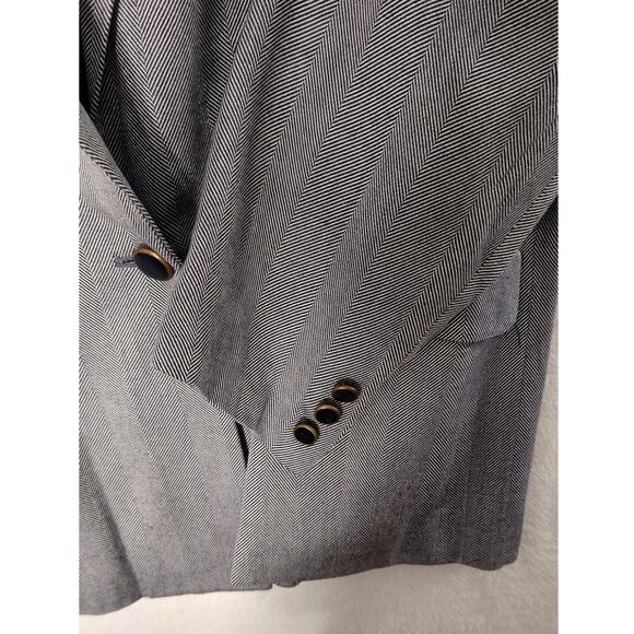 Worthington Blazer Wmn's Sz 22W Navy Herringbone Stripe One Button Career Jacket - Picture 10 of 12